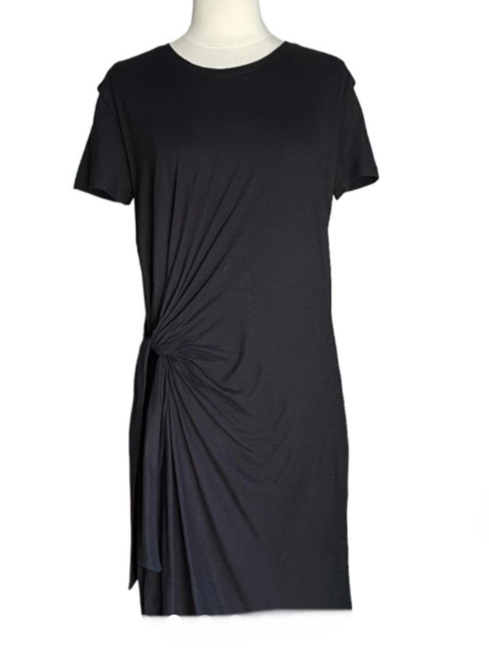 Vince Side-Tie Black Cotton  Short Sleeve Casual Mini Dress Large - Picture 7 of 10
